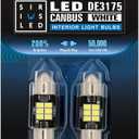 SIRIUSLED Super Bright 3020 Chipset Canbus Error Free LED Festoon Bulbs for Car Interior Lights License Plate Dome 1.25 31MM Festoon 3175 DE3175 6000K White Pack of 2