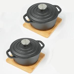 HAWOK Cast Iron Mini Dutch Oven, Dia5.51”, 23oz, Set of 2