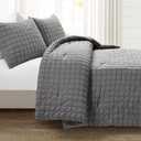 Lush Decor Crinkle Textured Dobby 3 Piece Comforter Set, King, Dark Gray