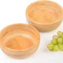 Soup Bowls Set of 2 for Dessert/Cereal/Pasta/Fruit | Natural Bamboo Serving Bowls for Nuts/Candy/Snacks/Pistachio | Charcuterie Accessories for Dipping/Condiments/Sauce | 15.21 oz Capacity (D5.11 x H1.85)