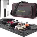 Rockhouse Pedalboard, Guitar Pedal Board Case 20" x 10" Light Effect Boards with Compartment for Power Supply, Gig Bag, Mounting Tape, Cables Ties