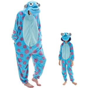 COSUSKET Snug Fit Unisex Adult Onesie Pajamas, Flannel Cosplay Animal One Piece Halloween Costume Sleepwear Homewear (Blue Dot) XL