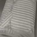 MooMee Striped Duvet Cover Set 100% Washed Cotton Linen Like Textured Breathable Durable Soft Comfy (Cornflower Blue White Classic Stripes, Cal King 104"x98")