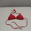 Women's Triangle Bikini Top String Halter Bathing Suit Top, Red, Small