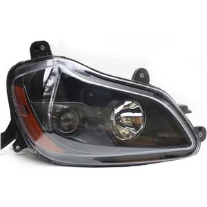 Headlight Assembly for Kenworth T680 2013-2021, Halogen Headlamps with Bulbs, Black House Clear Lens - Right Side, OE Replacement, Better Lighting for Drivers