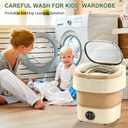 Portable Washing Machine 20L —Small Foldable Washer with Spin Basket, 3 Mode Deep Clean — Mini Laundry Machine for Travel, Dorms, Camping, Ideal for Baby Clothes, Underwear, Socks Beige