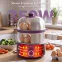 14 Eggs Electric Egg Cooker, 350W Rapid Egg Boiler with 30-Min Timer & Auto Shut-Off, Stainless Steel, Dishwasher Safe for Soft, Medium, Hard Boiled, Steamed Eggs, Vegetables & Seafood, Purple