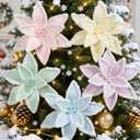 Suncalla 15 Pcs Pastel Christmas Poinsettia Flowers 6 Inch Candy Christmas Tree Decorations Silk Artificial Macaron Flowers Ornaments for Xmas Decor Party Favors Supplies