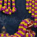 Marubhumi 5 PC - 5 feet Artificial Marigold Flower Garland – Long Strands for Diwali, Wedding & Festive Decoration – Traditional Indian Home Decor