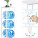 OYEAL 5 Gallon Water Bottle Jug Holder 3-Tier Water Bottle Holder Organizer with Top Shelf, Heavy Duty Water Dispenser Stand Rack for Kitchen Living Room Office, White, 12.9 inches L x 12.9 inches W x 39.9 inches H