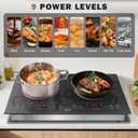 Hobsir 2 Burner Electric Cooktop 110V with Plug, Total 2000W Shared Power, 24 Inch PF602SGB-BU