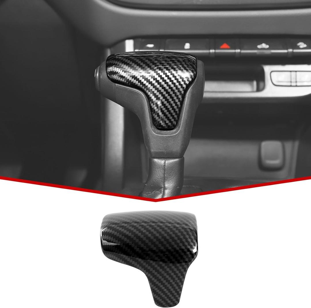JeCar Gear Shift Knob Trim Cover Interior Accessories Compatible with Chevy Colorado & GMC Canyon 2014-2022, Black with Carbon Fiber Finish