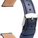 TStrap Leather Watch Band Men - Blue Quick Release Watch Strap for Women Replacement - Soft Smart Watch Bracelet with Clasp Buckle for ladies - 14mm 16mm 18mm 19mm 20mm 21mm 22mm 23mm 24mm