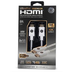 White Ultrapro Premium HDMI. 8 Ft. VRR. 8K. 4K. Ultra High Speed.