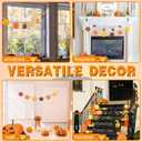 2 x YUNAI Pumpkin Halloween Garland, Wooden Beads & Felt Pumpkin Decor, Thanksgiving & Christmas Fall Decor, 2