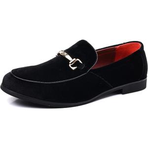 COSIDRAM Mens Dress Shoes Loafers Business Classic Suede Luxury Copper Chain Party Wedding Moccasins for Male, 13, A/Black