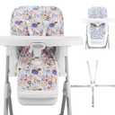 Baby High Chair Cover Replacement, Reversible & Waterproof High Chair Cushion Pad Home & Restaurant use, Includes 5-Point Harness Strap, Chair Not Included - Blue