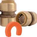 SharkBite 3/4 Inch Water Heater Connection Kit, Push to Connect Brass Plumbing Fittings, PEX Pipe, Copper, CPVC, PE-RT, HDPE, 22441LF