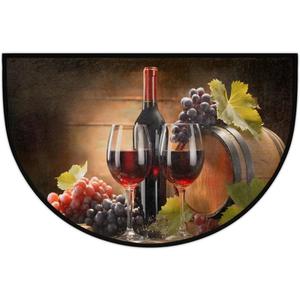 cfpolar Half Round Door Mat Wine Grapes Half Moon Doormat Absorbent Bedroom Kitchen Floor Mat Non Slip Decoration Semi Circle Entrance Welcome Rug for Indoor Outdoor Patio Fireplace Decor 24"x36"