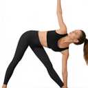 AOPREL High Waisted Yoga Pants with Pockets Tummy Control Compression Leggings for Women, Running, Gym, Lounge (Black)