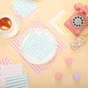 Tenceur 100 Pack Scalloped Pastel Napkins Mixed Stripe Ice Cream 5 x 5 Inch Disposable Paper Cocktail Beverage Napkins for Pastel Summer Party Shower Birthday Dinner Decor Supplies Favor(Four Colors)