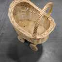 DECHOUS Stroller Shaped Woven Flower Basket with Handle for Decorative Rattan Floral Basket for Weddings Floral Present