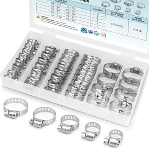 TICONN 40PCS Hose Clamp Set - 1/4''1-1/8'' 304 Stainless Steel Worm Gear Hose Clamps for Pipe, Intercooler, Plumbing, Tube and Fuel Line