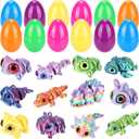 12 Pack Easter Eggs with 3D Printed Toys Easter Egg Fillers Mini Animal Fidget Figures for Basket Stuffers Basket Essentials Egg Hunt Easter Gifts for Boys Girls