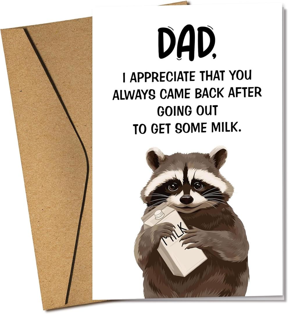Funny Fathers Day Card - Happy Fathers Day Cards for Dad from Daughter, Son, Kids - Funny Cards for Dad, Daddy - Single 5.3''x 8'' Folded Cute Greeting Card with Envelope