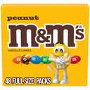 M&M'S Peanut Chocolate Candy, Individually Wrapped Full Size 1.74 oz Bag, Pack of 48 Bulk Candy Chocolate for Parties, Baking and Sharing (EXP 10/01/26)