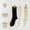 Thin Crew Socks for Women, Ladies Soft Cotton High Calf Boot Sock for Trouser, Dress, Business (Beige), Size 5-11
