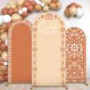 3 Sets Mexican Theme Arch Backdrop Covers Baby Shower Background Covers Round Top Arched Stretchy Backdrop Cover Brown Arched Banners Set for Wedding Birthday Baby Shower Party Decors Supplies