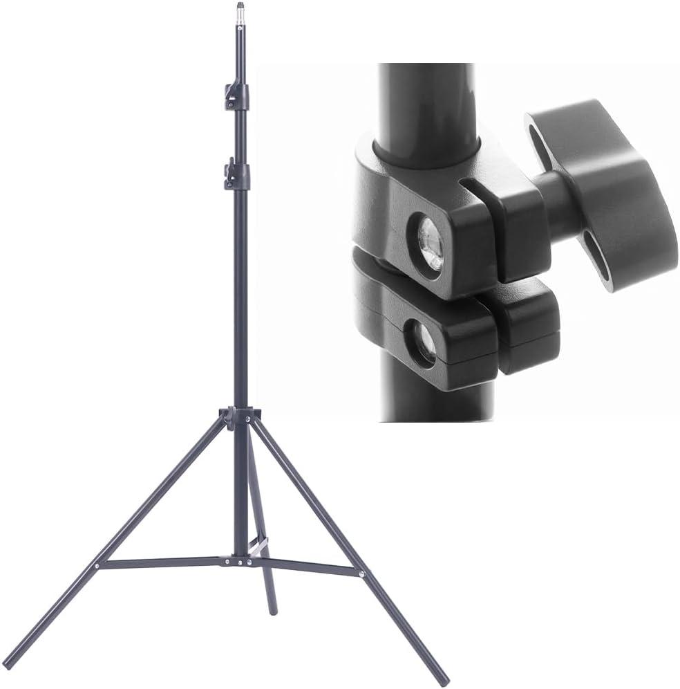 7ft Photography Light Stand – Upgraded 32.5" Ultra-Wide Base for Maximum Stability, Reinforced 3-Rivet Metal Alloy Tripod for Ring Light, Softbox, VR Base Station, 11lbs Load (1-Pack)