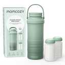 Momcozy 22oz Portable Breast Milk Cooler for Outdoor, Life Saver with 360 Total Cooling for 24 Hours, Larger Capacity Travel Breastmilk Chiller with 2pcs Baby Bottles for Breastmilk Storage, Green