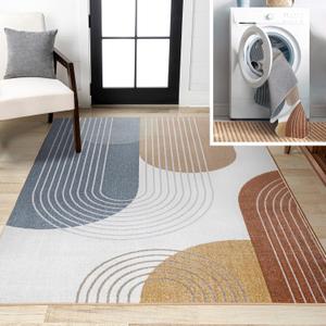 JONATHAN Y Machine Washable Multi Indoor Area Rug 5X8 ft, Arches Contemporary Minimalist for Living Room, Bedroom, Kitchen, Office, Easy-Cleaning, High Traffic, Pet-Friendly, Non-Shedding (WSH312A-5)