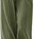LILLUSORY Women's Linen Summer Palazzo Pants Flowy Wide Leg Beach Pants with Pockets, Size S (Green)