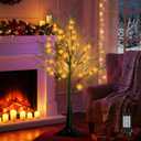 Kiss the Water 3FT Lighted Christmas Tree, Plug in 36LED Warm White Lights for Holiday Decor, Waterproof LED Tree with Timer for Indoor and Outdoor, Party, Wedding, Thanksgiving Gifts and Decorations