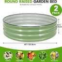 Galvanized Raised Garden Bed Outdoor 2Pcs | 4x4x1ft Metal Raised Beds for Gardening with Safety Rubber Strip | Round Planter Box for Plants Like Vegetables Fruits Flowers, Olive Green