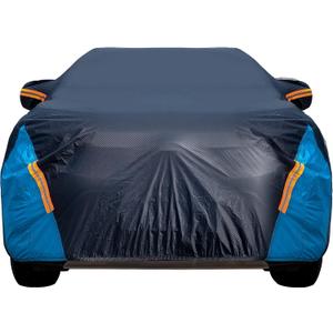 Car Cover Waterproof All Weather for Automobiles, 6 Layers Outdoor Full Exterior Cover Rain Sun UV Snowproof Protection with Zipper Cotton, Mirror Pocket for SUV (185-190 inch) (Blue)