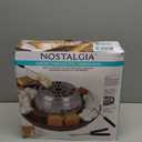 Nostalgia Indoor Electric Stainless Steel S'Mores Maker with 4 Lazy Susan Compartment Trays for Graham Crackers, Chocolate, Marshmallows and 4 Roasting Forks, Brown