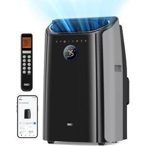 DREO Portable Air Conditioners, 8000 BTU (DOE) AC Unit for Bedroom with Drainage-free Cooling, 3-in-1 with Fan & Dehumidifier, Touch/APP/Voice/Remote, 24h Timer, Smart Floor AC for Room Indoors
