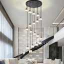 18-Light Crystal Raindrop Chandelier, Black, for High Ceilings, Large