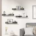 upsimples Acrylic Shelves for Wall Decor, 15" Display Shelf Perfume Organizer for Bathroom, Bedroom, Living Room, Floating Bookshelves for Kids, Clear Black, 4 Pack