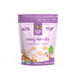 Love Child Organics Sea Friends Arrowroot Vanilla Cookies, 4.9 oz (Pack of 1), Non-GMO, by Nature's Path