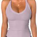iGENJUN Womens Spaghetti Strap V-Neck Ribbed Tank Tops for Women 2025 Slim Fitted Soft Camisole Basic Layering Shirts (Medium)