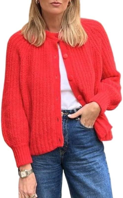 Coquette Chunky Cardigan Sweaters for Women Cottagecore Open Front Knitted Sweater Y2K Fall Casual Cardigan Coat, Size M
