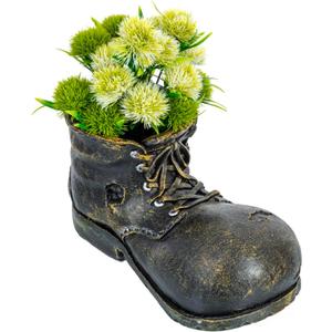 MyGift Vintage Boot Planter, Ceramic Garden Decorative Planter - Indoor/Outdoor Cowbot Boot Design Flower Pot for Succulent Plant, Cactus, Herbs and Flowers