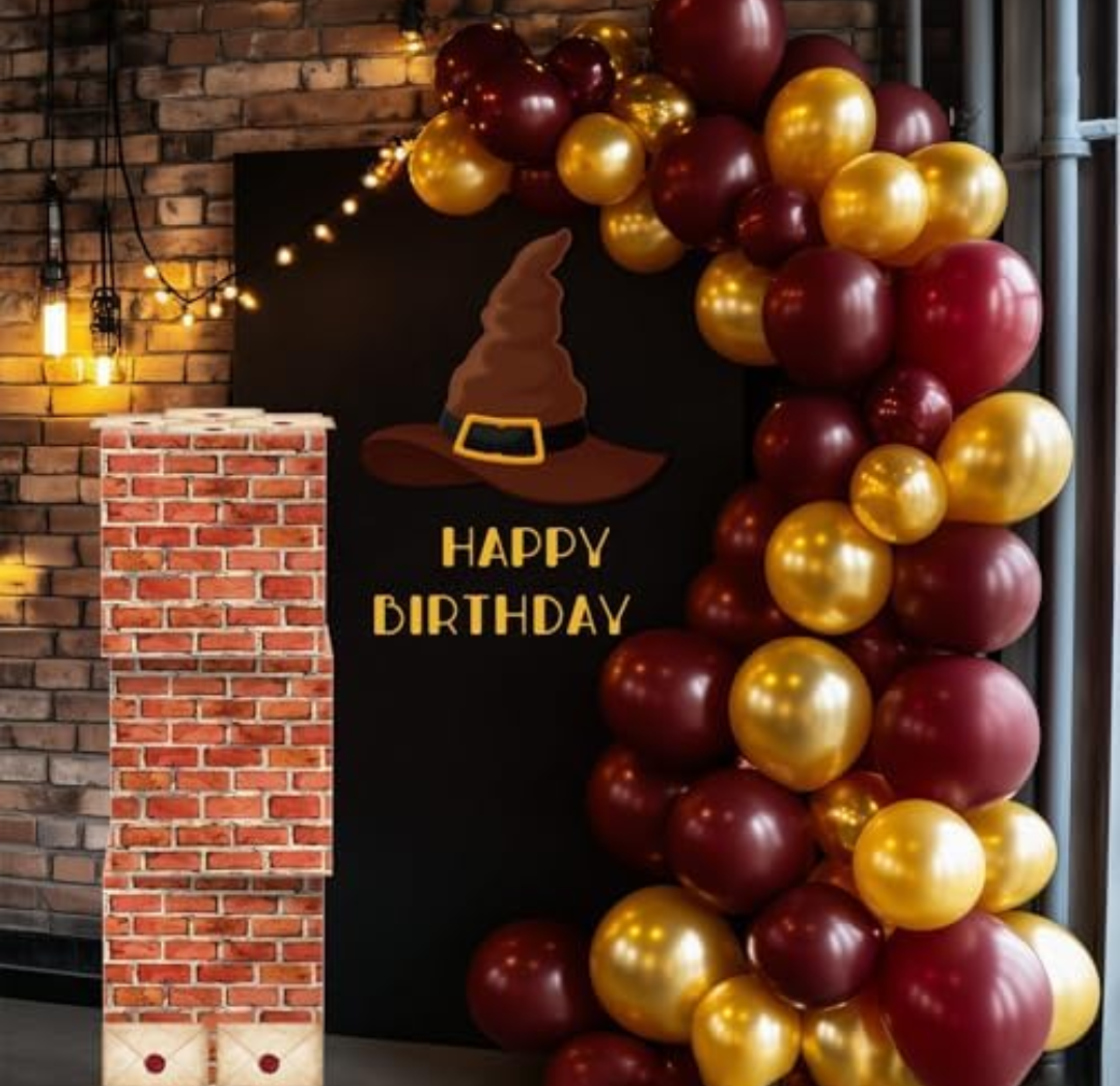 Ctosree 13 Pcs Magical Wizard Themed Party Decorations Large Size Red Brick Boxes Cardboard Suitcase Boxes Wizard Hat Magical Envelopes for Wizard Birthday Halloween Wizard Party Supplies