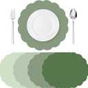 Tinlade 80 Pcs Sage Green Paper Placemats 13.5 Inch Sage Green Disposable Place Mats Decorative Round Table Placemats for Wedding Banquet Bridal Shower Birthday Party Supplies Dining Tableware Decor