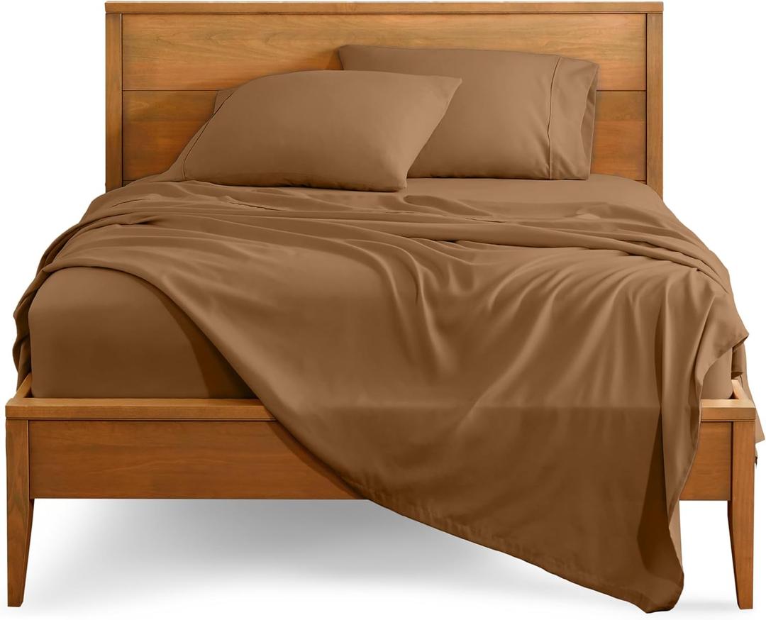 Bare Home King Sheet Set - 1800 Ultra-Soft Microfiber King Bed Sheets - Double Brushed - Deep Pockets - Easy Fit - 4 Piece Set - Bedding Sheets & Pillowcases (King, Caramel)